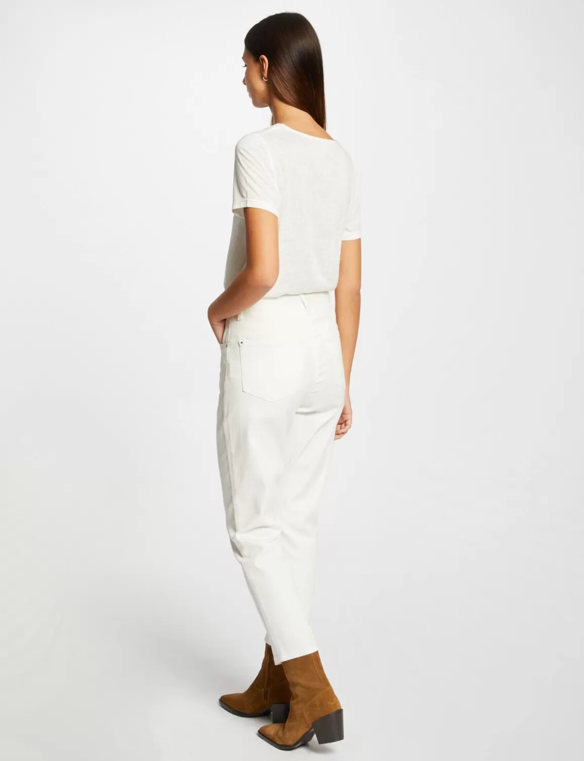 Morgan Tops Et T-Shirts>T-Shirt Manches Courtes A Col En V Femme | Ecru