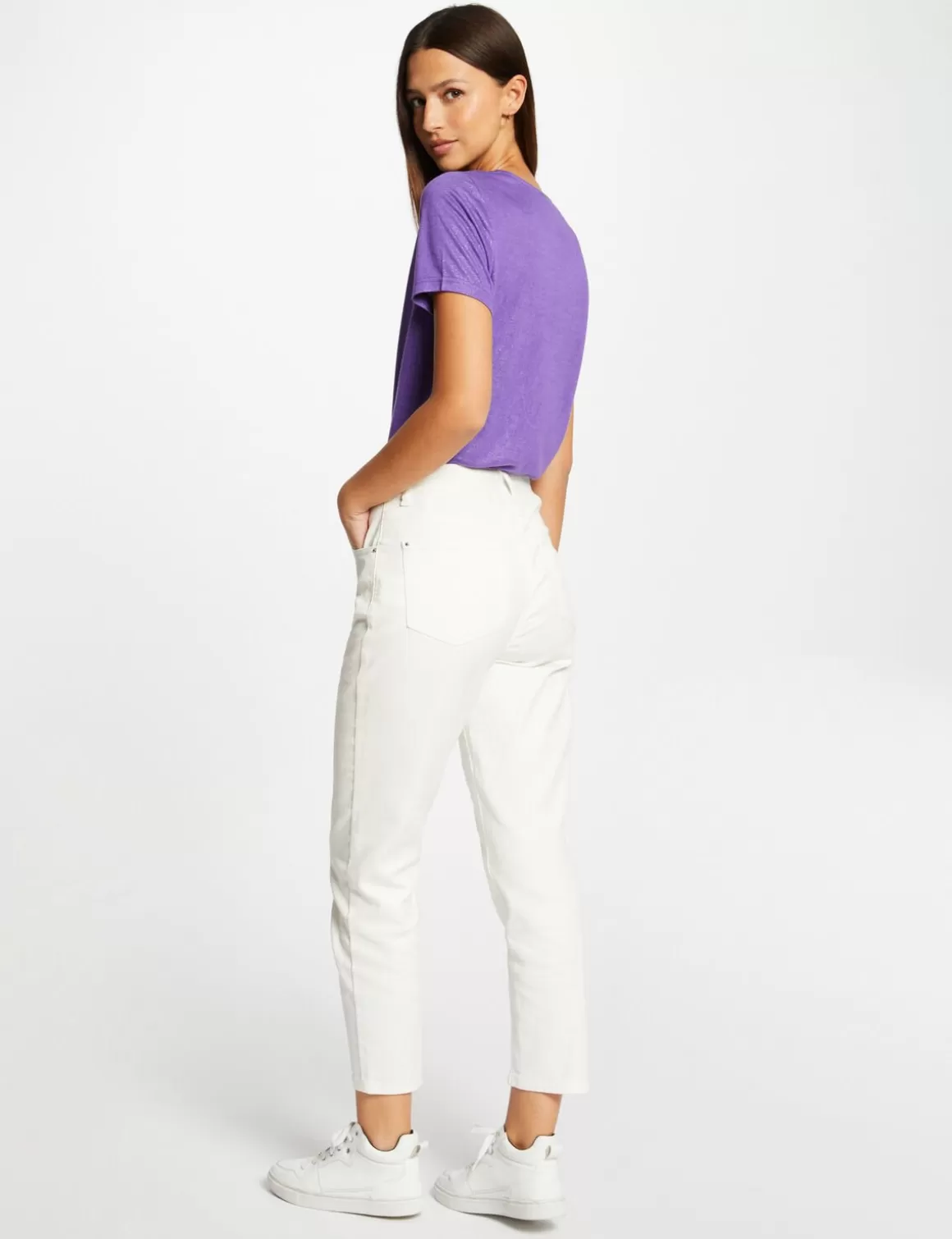 Morgan Tops Et T-Shirts>T-Shirt Manches Courtes A Col En V Femme | Violet