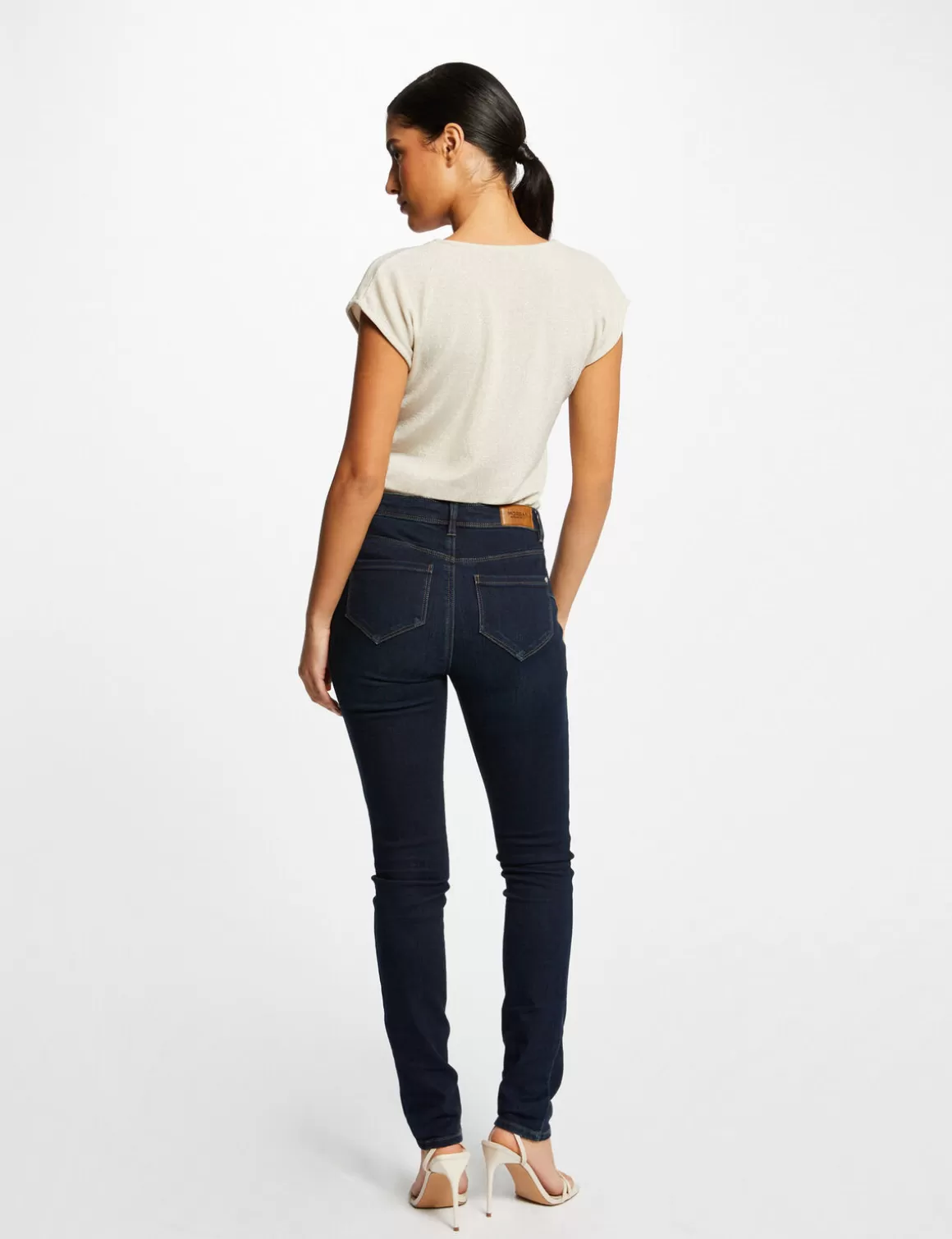 Morgan Tops Et T-Shirts>T-Shirt Manches Courtes A Col En V Femme | Ivoire