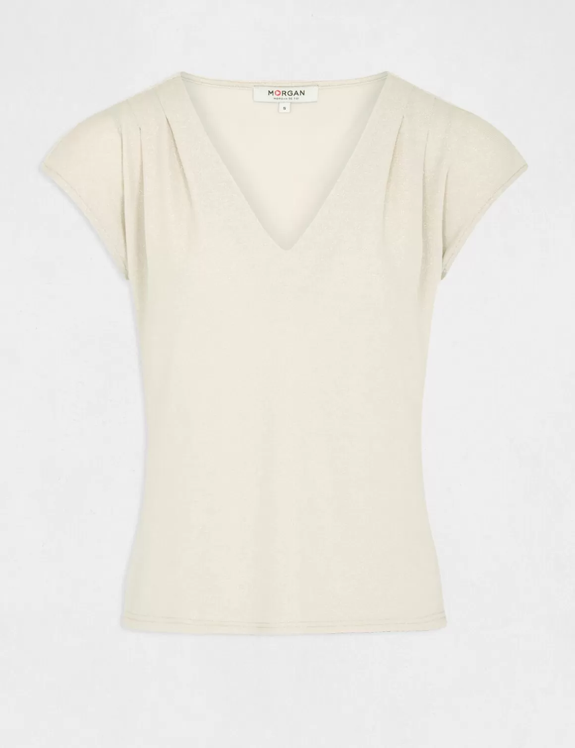 Morgan Tops Et T-Shirts>T-Shirt Manches Courtes A Col En V Femme | Ivoire