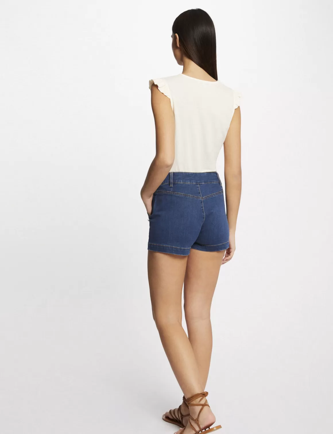 Morgan Tops Et T-Shirts>T-Shirt Manches Courtes A Dentelle Ecru Moyen Femme | Ecru_Moyen