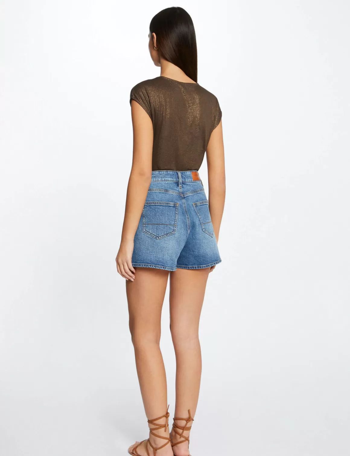 Morgan Tops Et T-Shirts>T-Shirt Manches Courtes A Details Bijoux Vert Kaki Femme | Vert_Kaki