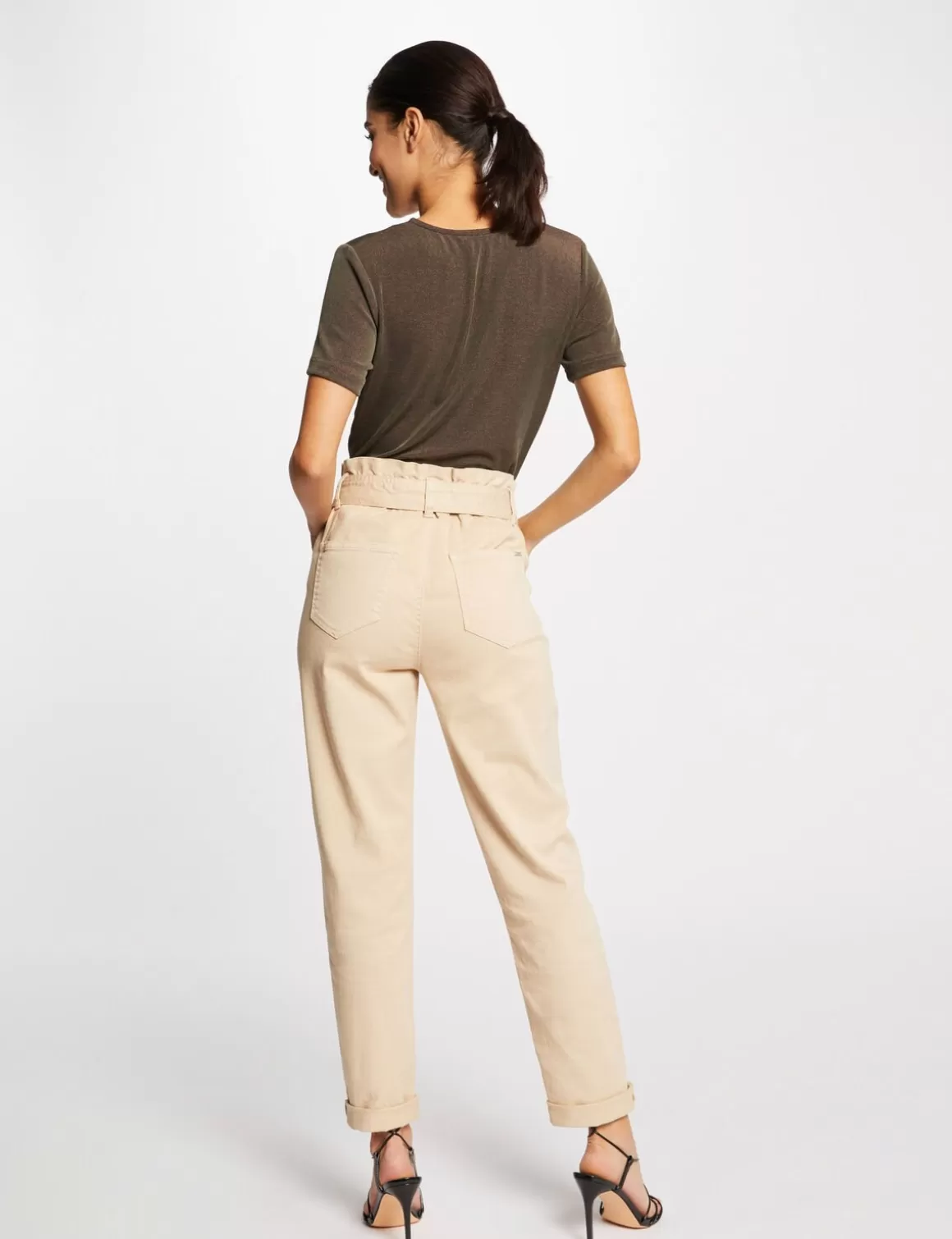 Morgan Tops Et T-Shirts>T-Shirt Manches Courtes Avec Col En V Femme | Taupe