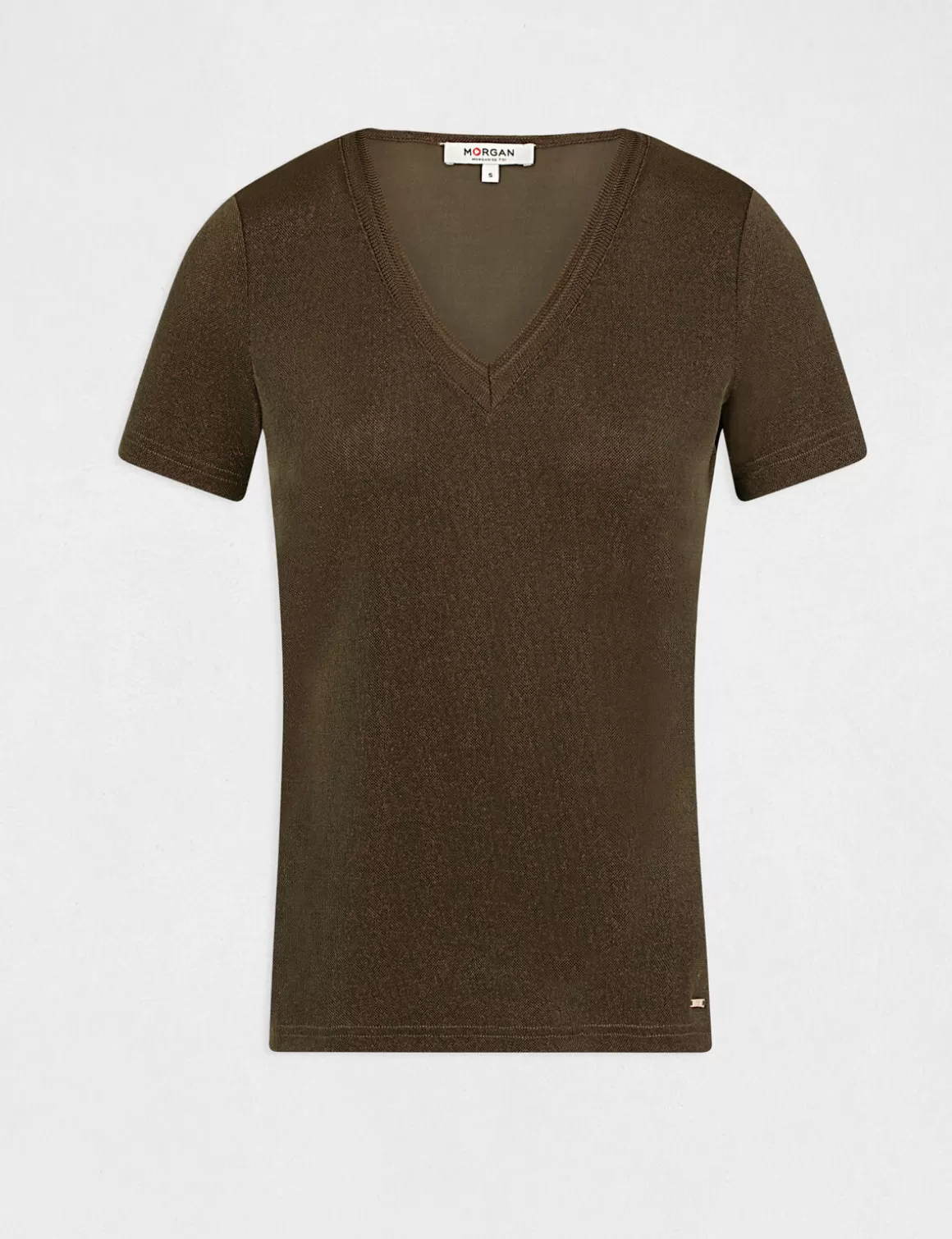 Morgan Tops Et T-Shirts>T-Shirt Manches Courtes Avec Col En V Femme | Taupe