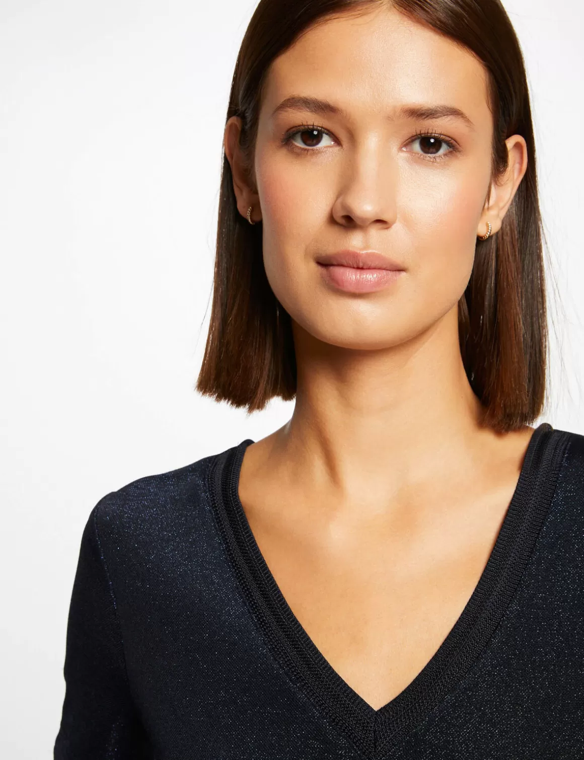 Morgan Tops Et T-Shirts>T-Shirt Manches Courtes Avec Col En V Femme | Marine