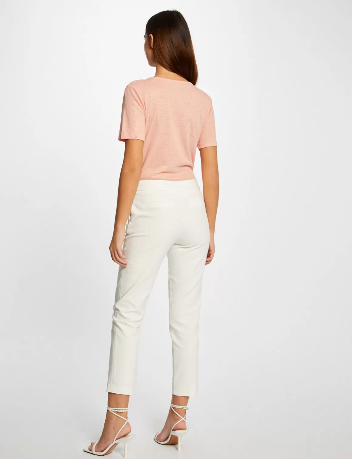 Morgan Tops Et T-Shirts>T-Shirt Manches Courtes Col En V Rose Moyen Femme | Rose_Moyen