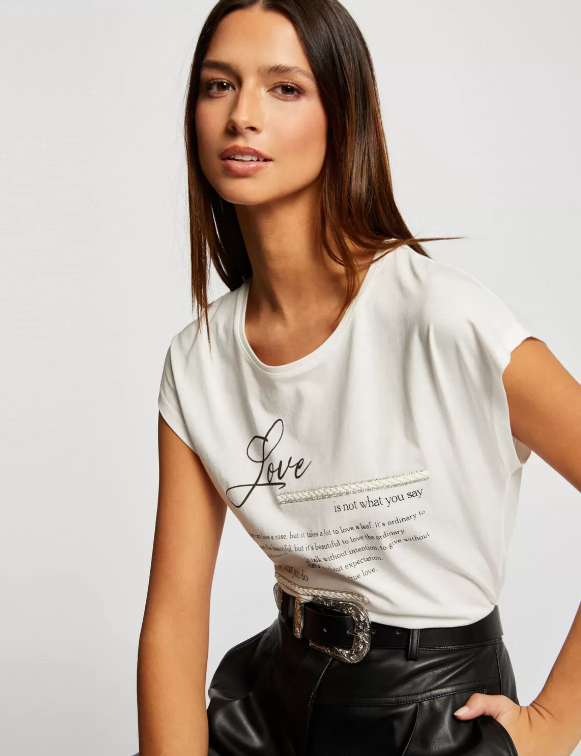 Morgan Tops Et T-Shirts>T-Shirt Manches Courtes Femme | Ecru