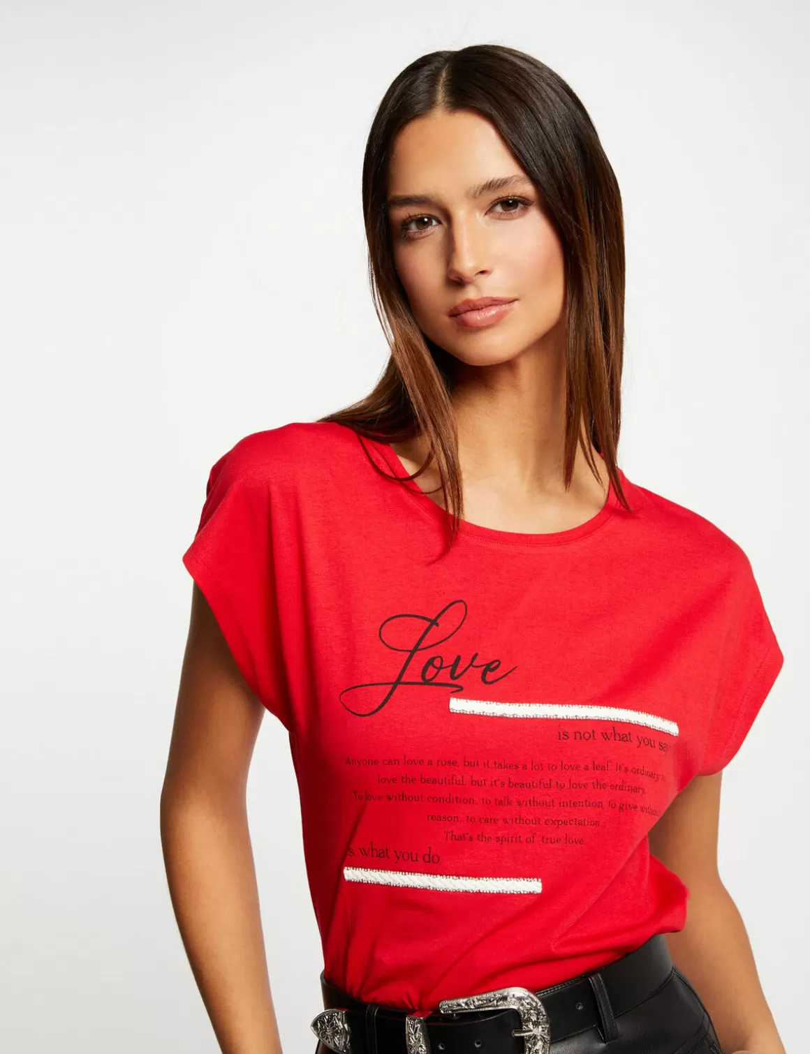 Morgan Tops Et T-Shirts>T-Shirt Manches Courtes Femme | Rouge