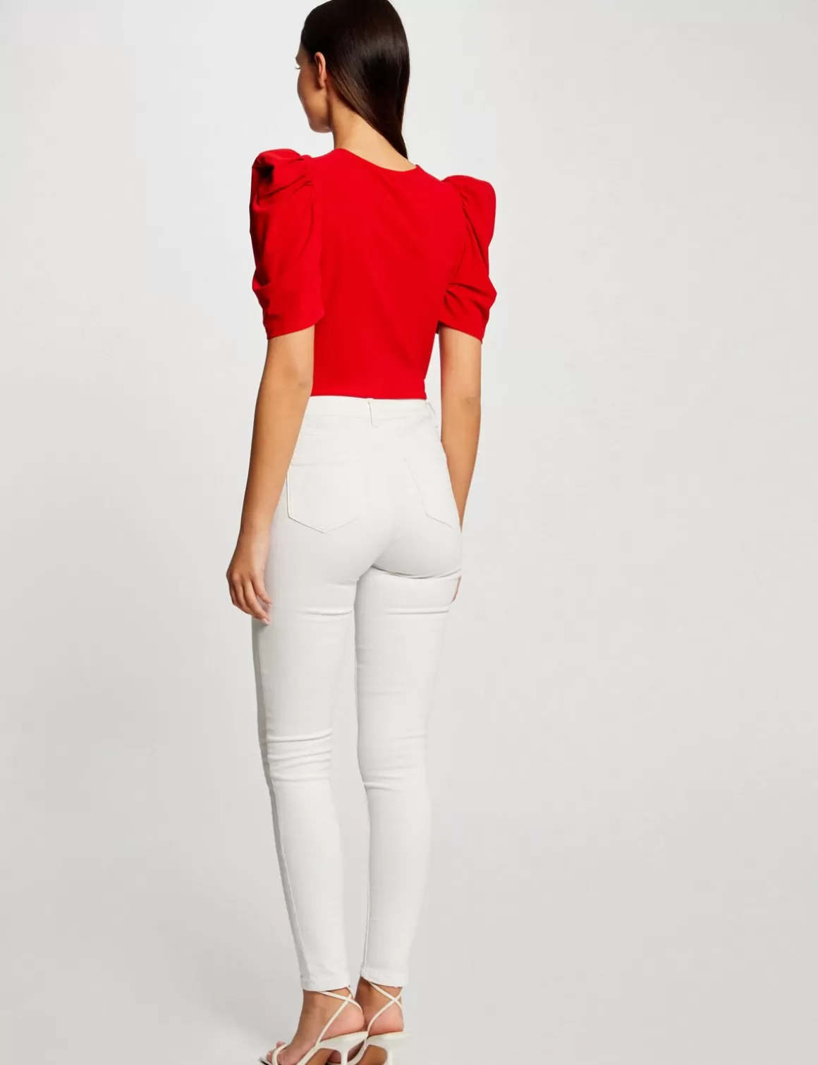 Morgan Tops Et T-Shirts>T-Shirt Manches Courtes Fronce Femme | Rouge