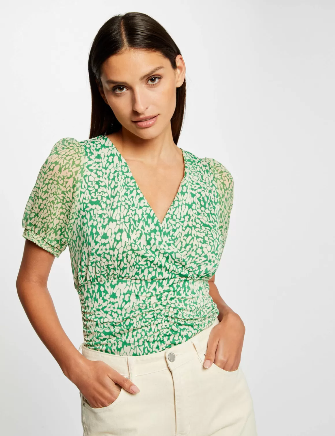 Morgan Tops Et T-Shirts>T-Shirt Manches Courtes Imprime Abstrait Femme | Vert