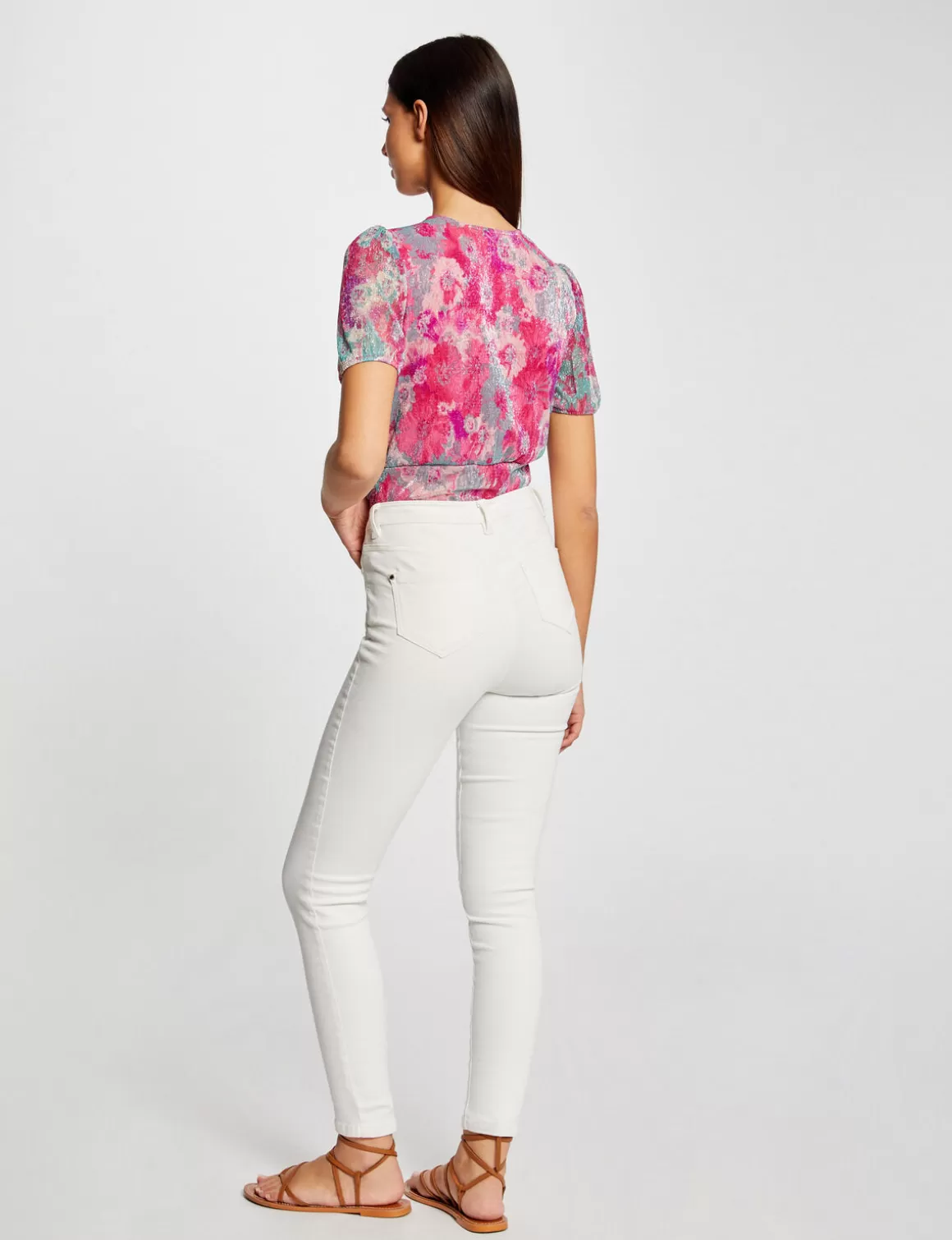 Morgan Tops Et T-Shirts>T-Shirt Manches Courtes Imprime Floral Femme | Rose