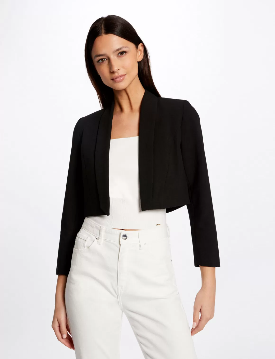 Morgan Vestes Et Blousons>Veste Bolero Droite Manches 3/4 Femme | Noir