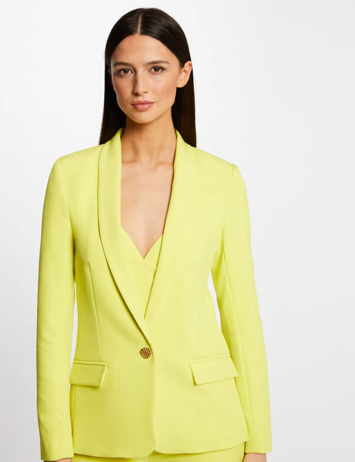 Morgan Vestes Et Blousons>Veste Cintree Boutonnee Femme | Jaune