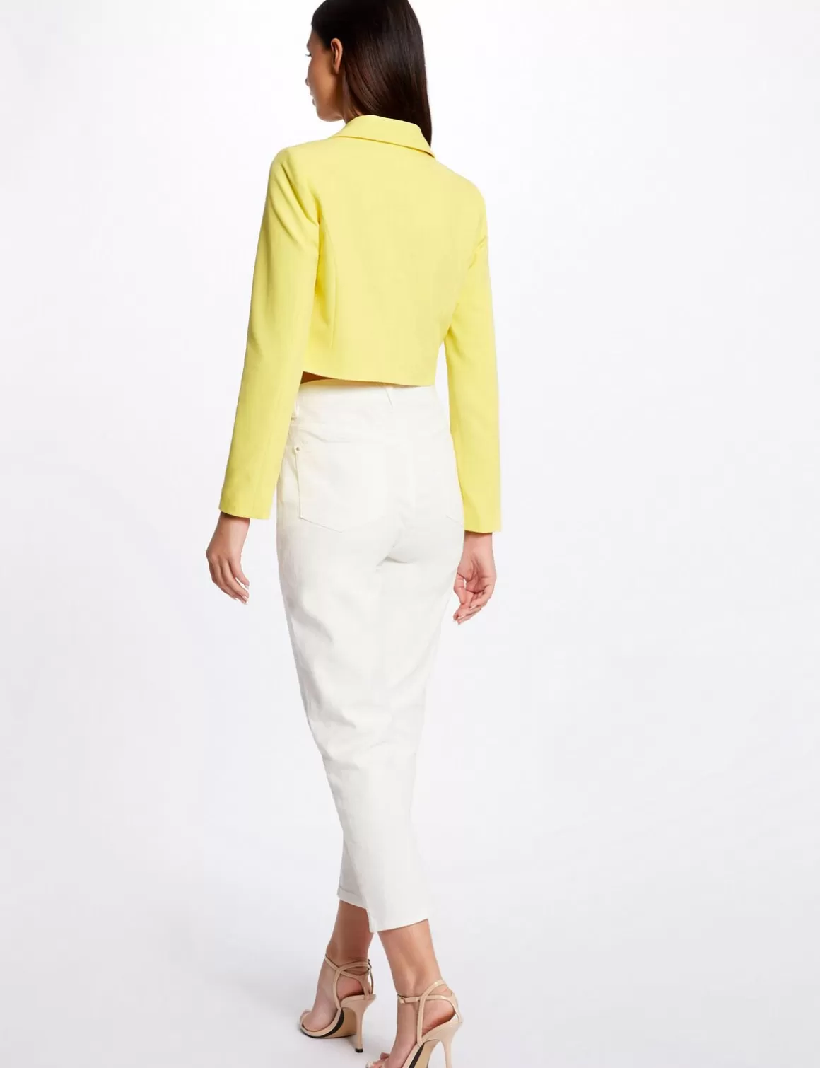 Morgan Vestes Et Blousons>Veste Courte Droite Boutonnee Jaune Moyen Femme | Jaune_Moyen