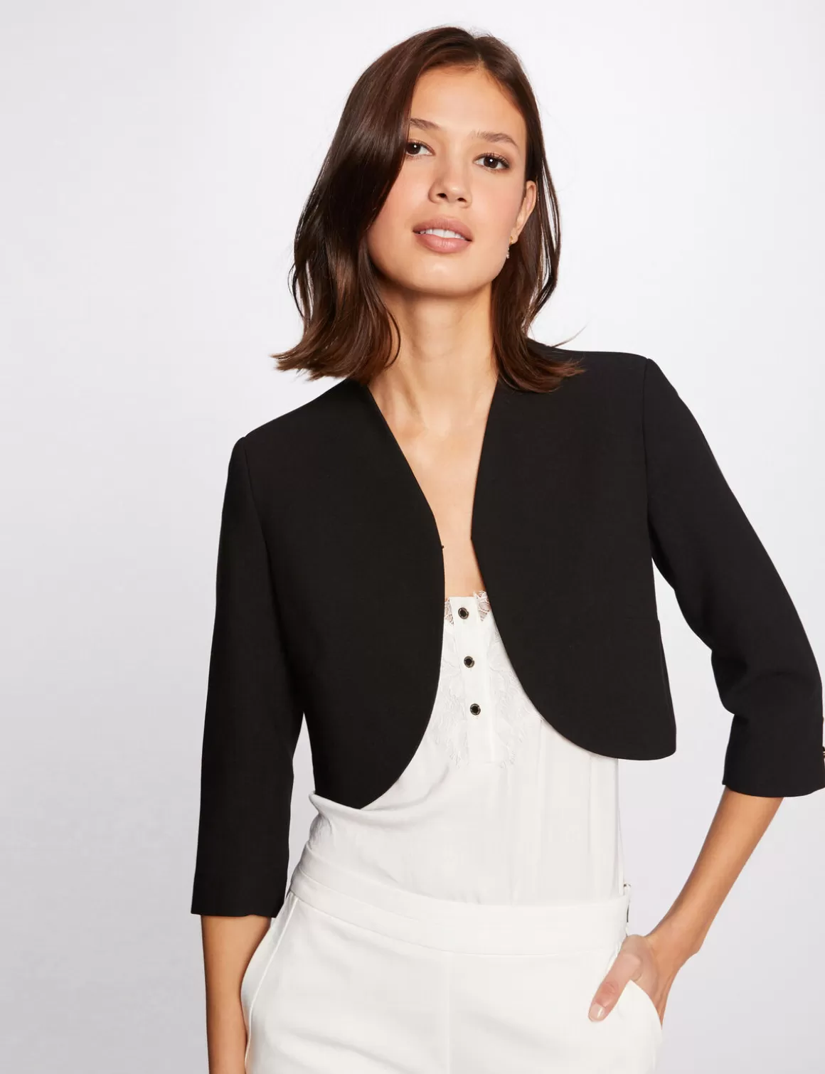 Morgan Vestes Et Blousons>Veste Droite Manches 3/4 Femme | Noir