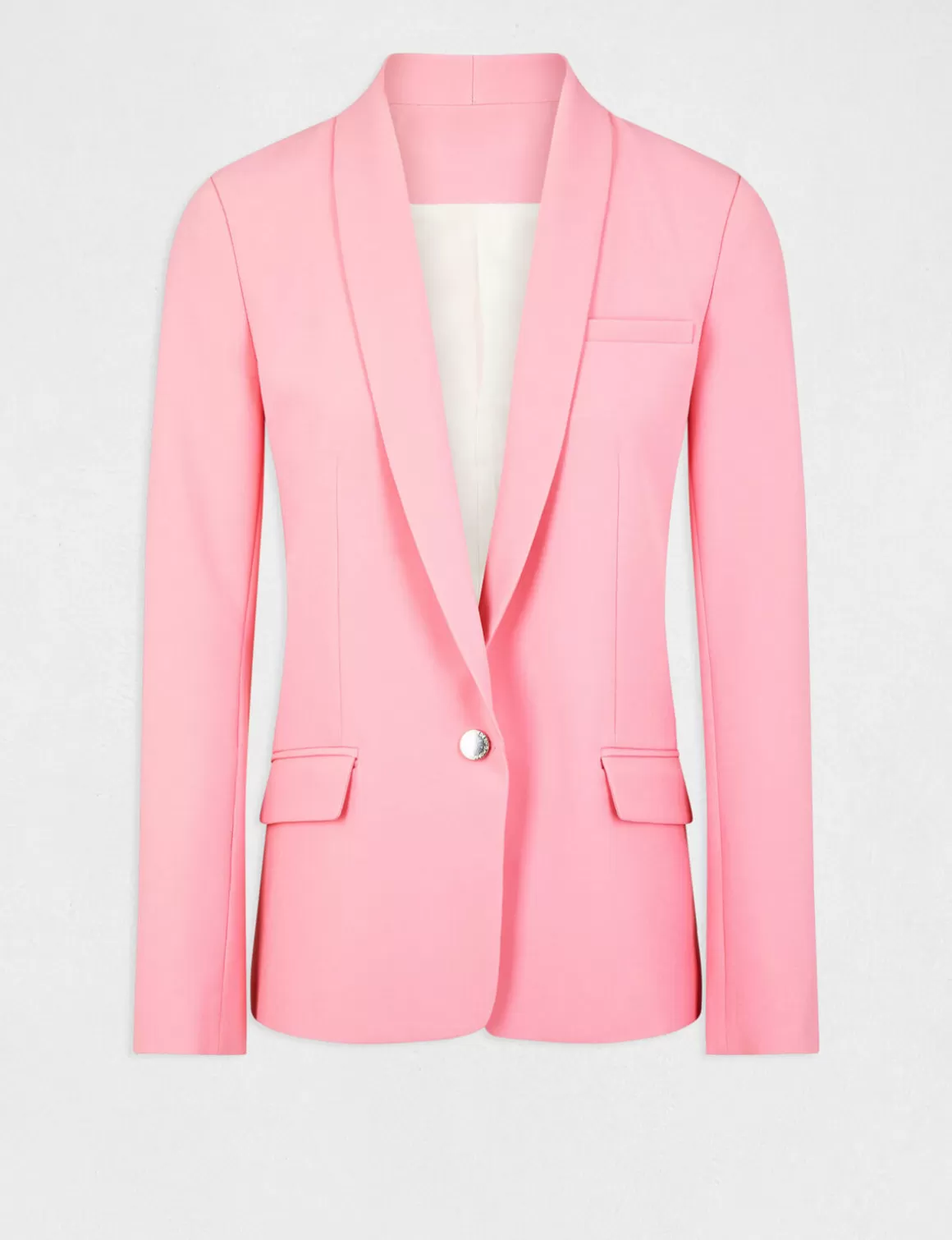 Morgan Ensembles Et Tailleurs>Veste Tailleur Droite Avec Col Chale Rose Clair Femme | Rose_Clair