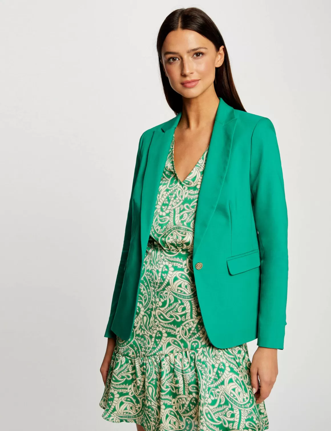 Morgan Vestes Et Blousons>Veste Tailleur Droite Boutonnee Femme | Vert